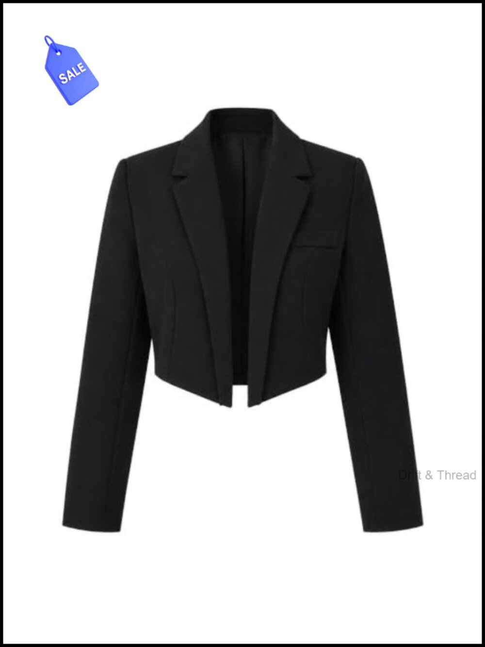 Cropped Blazer Jacket Notch Lapel Business Casual Slim Fit